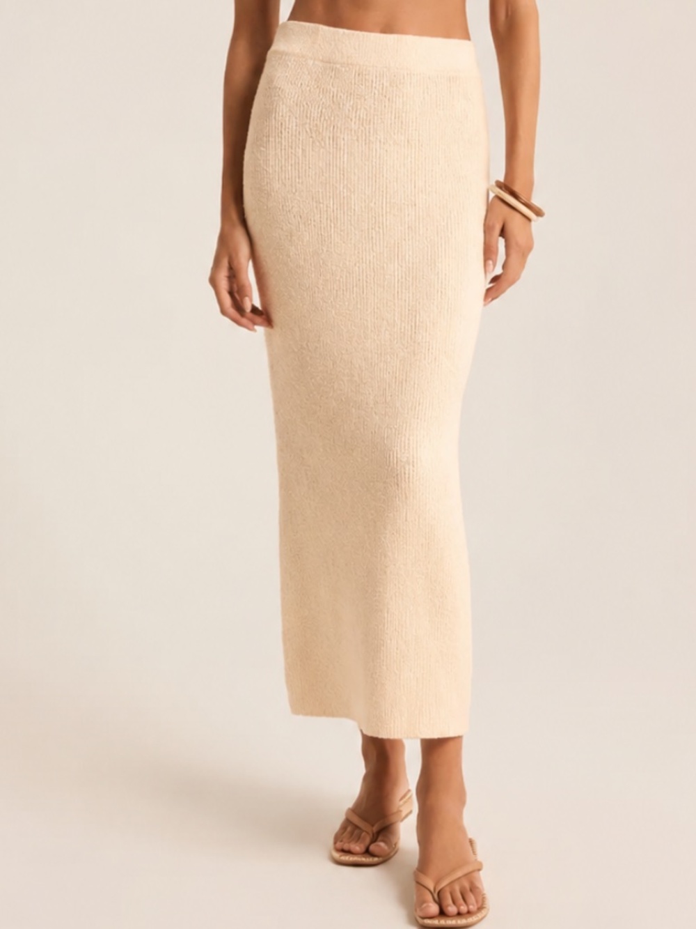 NWOT Z Supply Avni Ribbed Sweater Midi Skirt Oat Milk Medium b